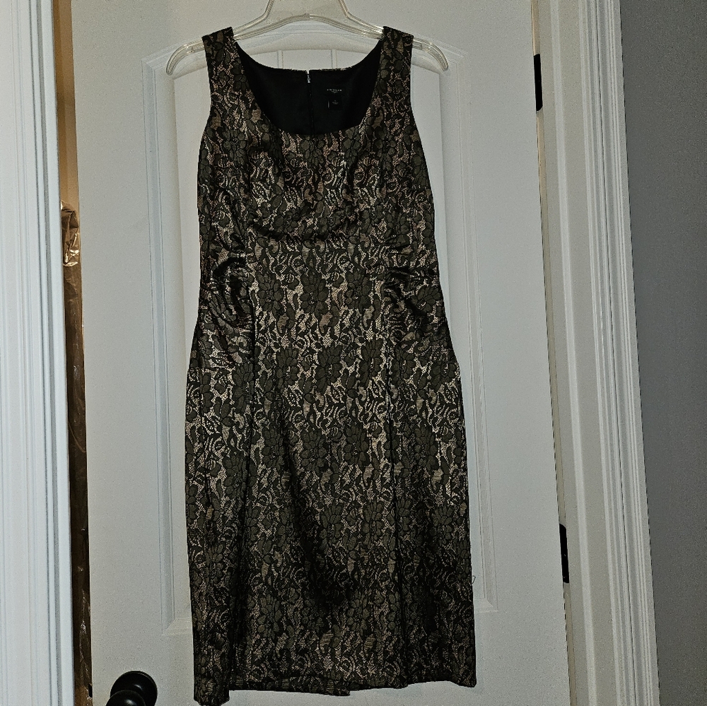 ANN TAYLOR black & gold lace dress